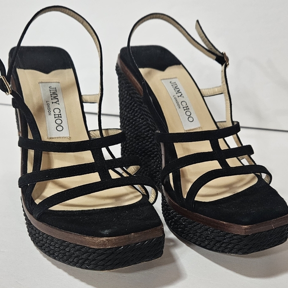 JIMMY CHOO Suede Ariela 110 Wedge Sandals Size 39 - Picture 5 of 10